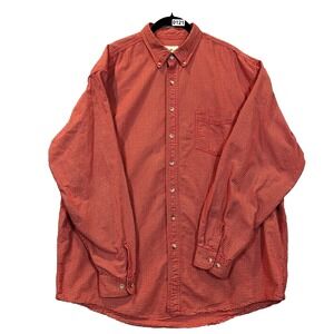 Eddie Bauer Shirt Mens XL Tall Button Down Orange Plaid Long Sleeve Relaxed‎ Fit